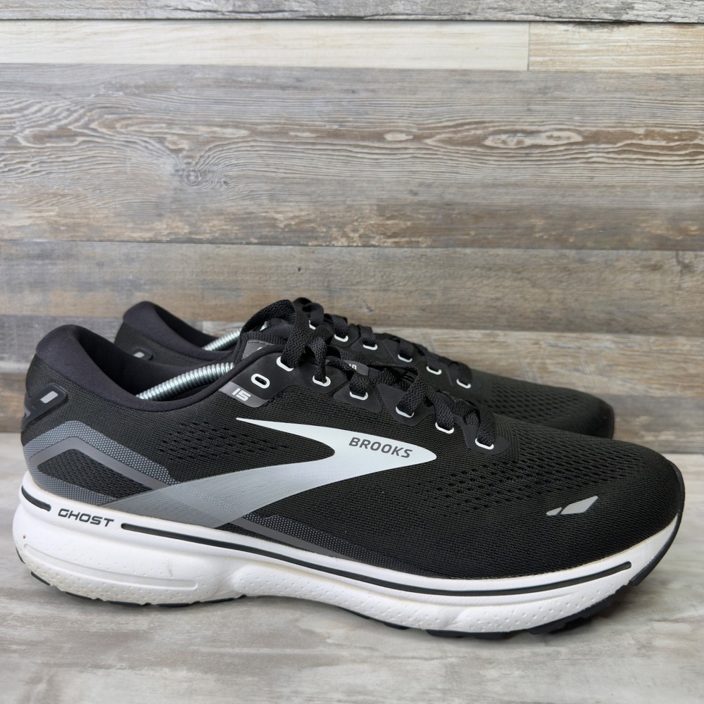 Brooks Ghost 15 Men's Size 13 Running Shoes Black White 1103931D012